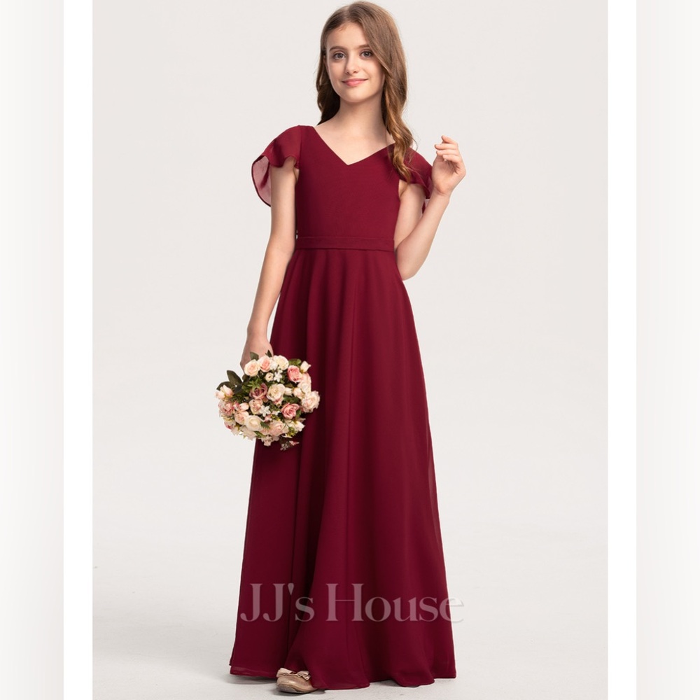 JJ’s‎ House Junior Bridesmaid Dress J4 EU98 Burgundy A-Line Chiffon NWT